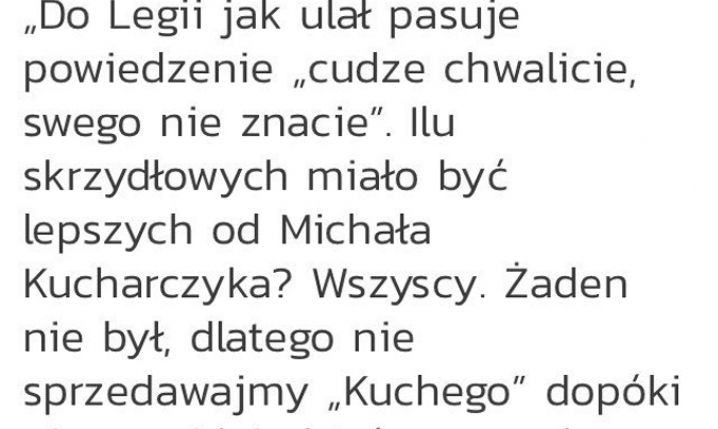 Tak 2 lata temu o Kucharczyku mówił Vuković... :D